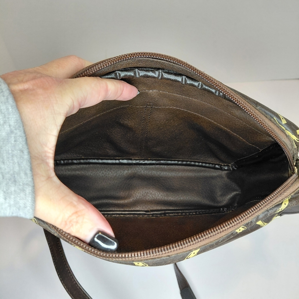Longchamp Brown Horse Print Leather Crossbody Vintage - Picture 11 of 11